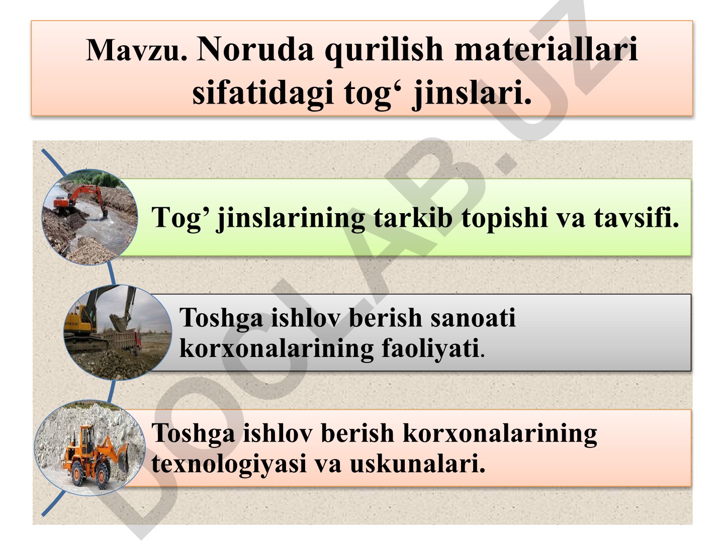 Noruda qurilish materiallari sifatidagi tog‘ jinslari