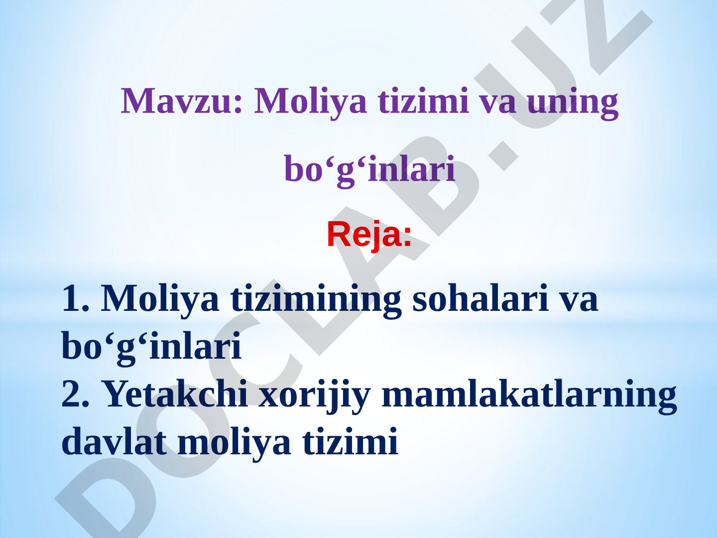 Moliya tizimi taqdimoti
