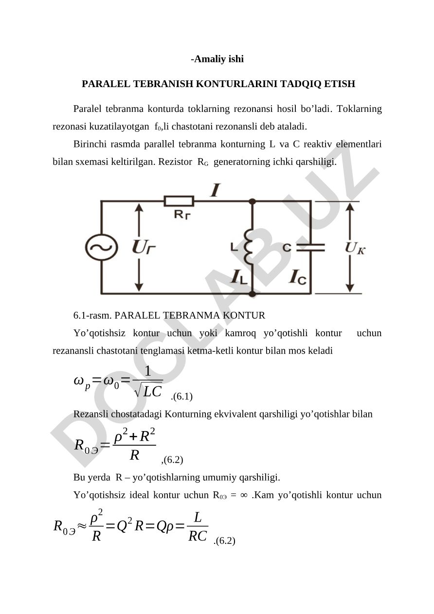 Paralel tebranish konturlarini tadqiq etish