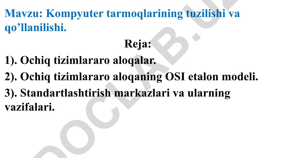 Kompyuter tarmoqlarining tuzilishi va qo’llanilishi