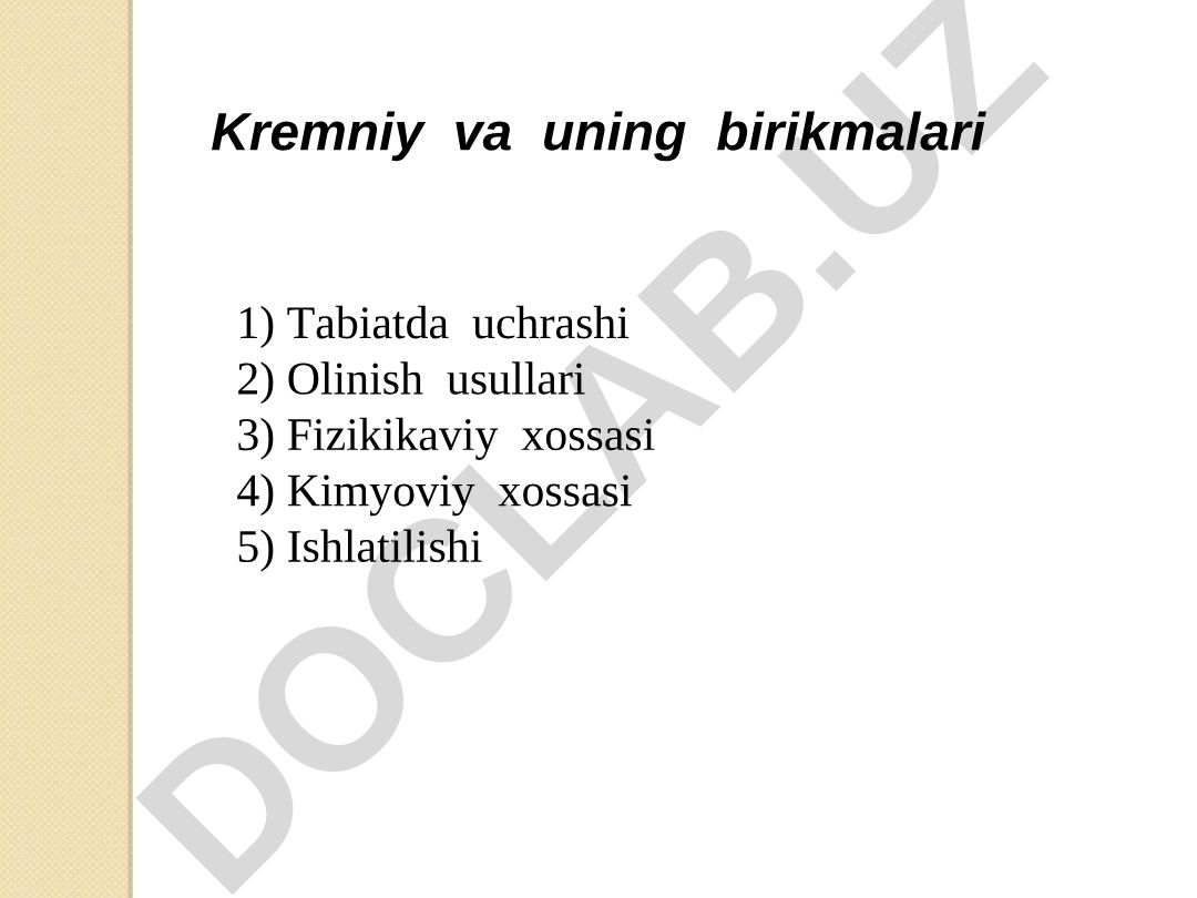 Kremniy va uning birikmalari