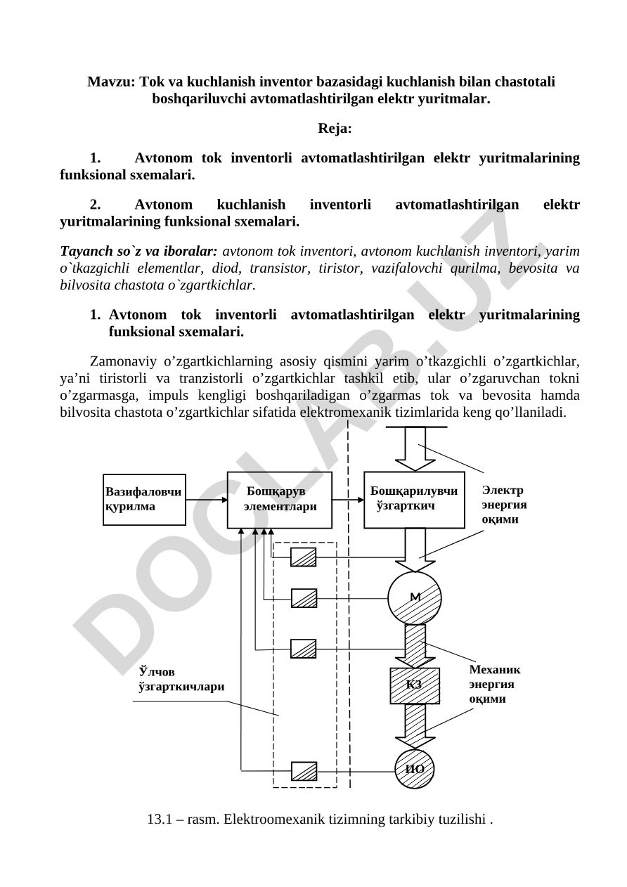 Tok va kuchlanish inventor bazasidagi kuchlanish bilan chastotali boshqariluvchi avtomatlashtirilgan elektr yuritmalar