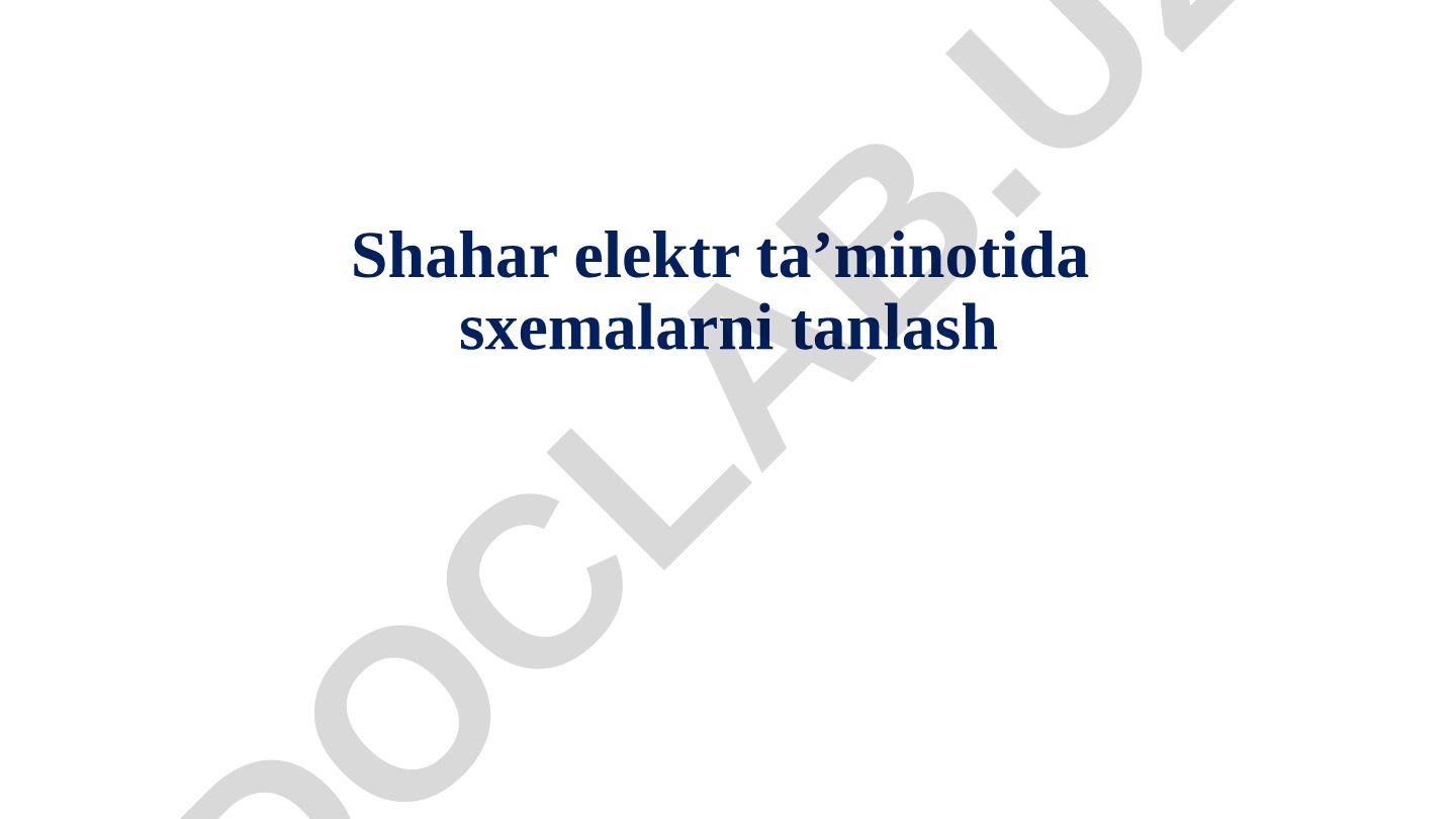 Shahar elektr ta'minotida sxemalarni tanlash
