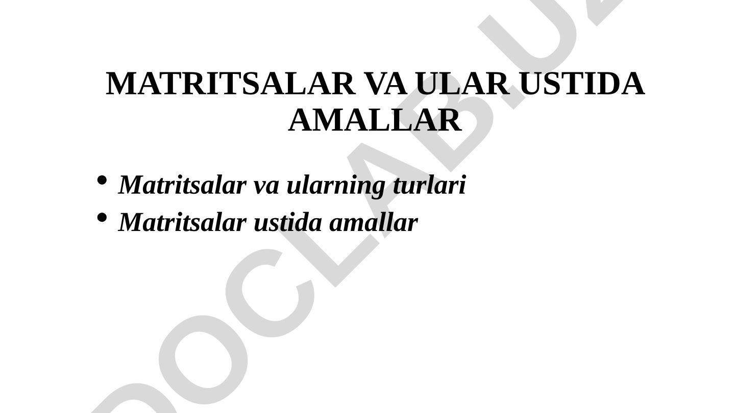 Matritsalar va ular ustida amallar