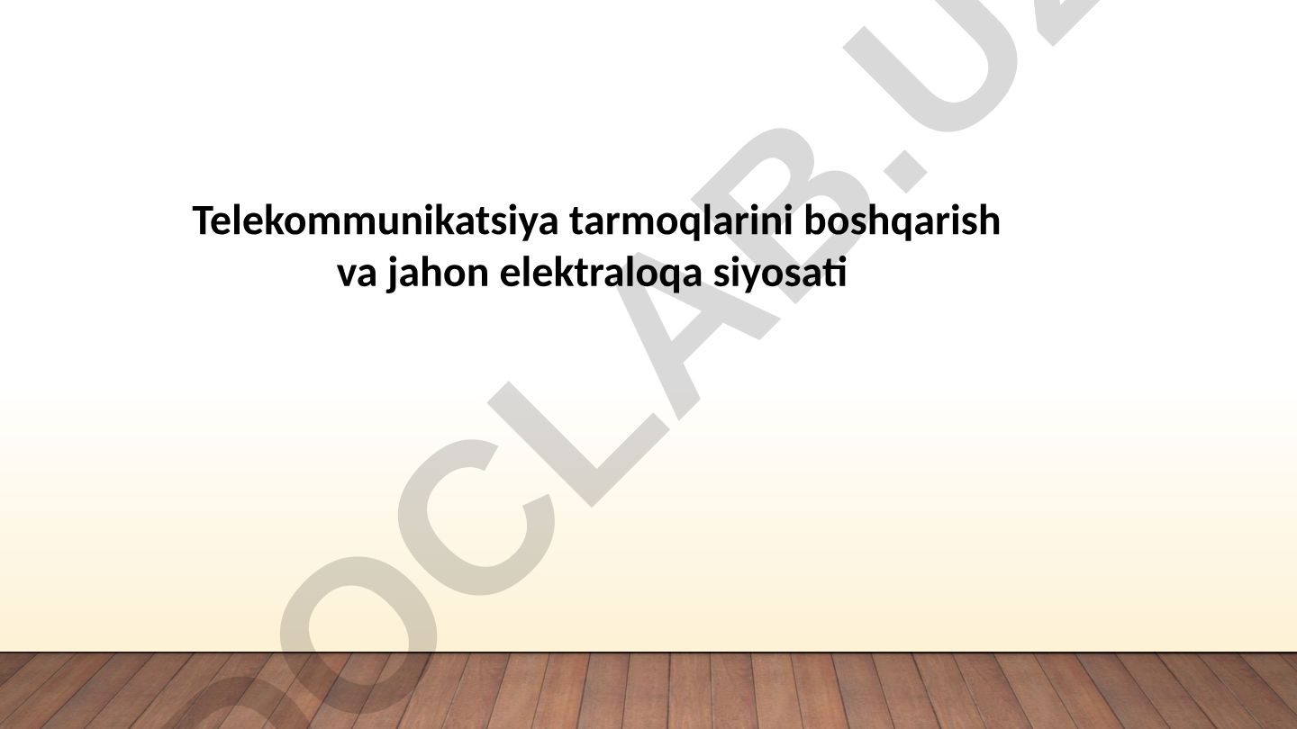 Telekommunikatsiya tarmoqlarini boshqarish va jahon elektraloqa siyosati