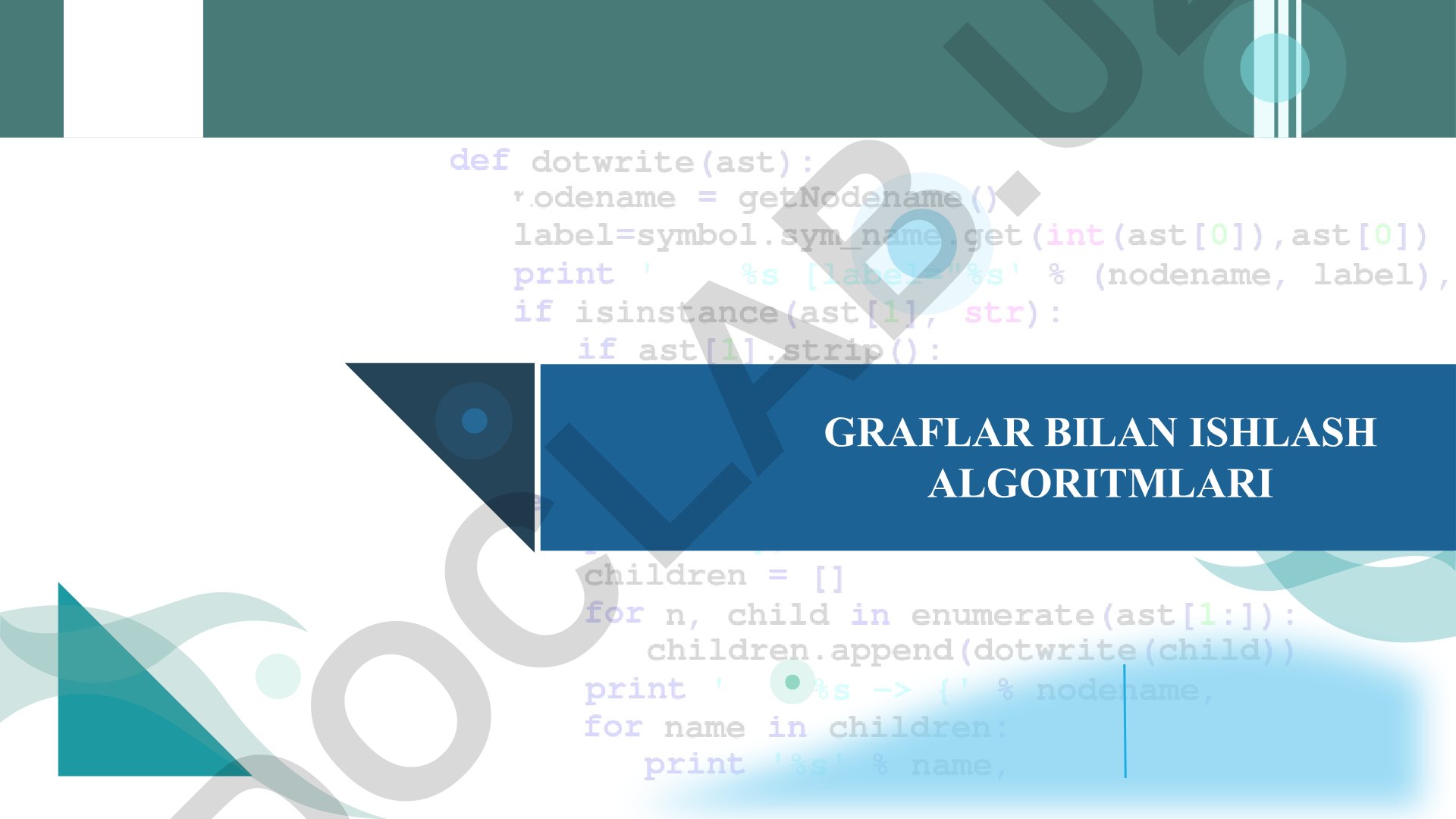 Graf tushunchasi va algoritmlari