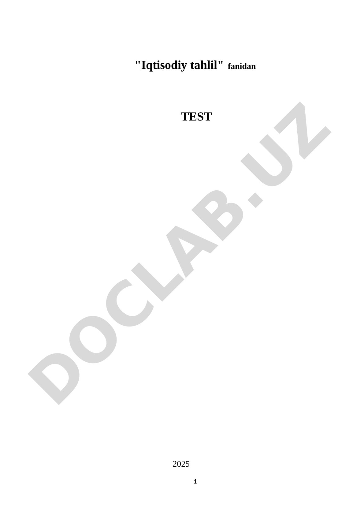 Iqtisodiy tahlil fanidan test