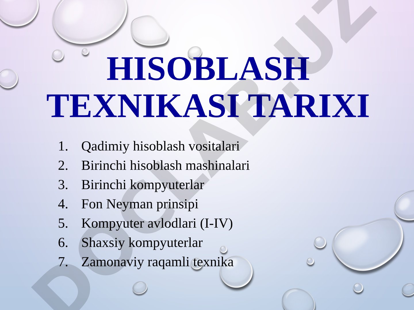 Hisoblash texnikasi tarixi taqdimoti
