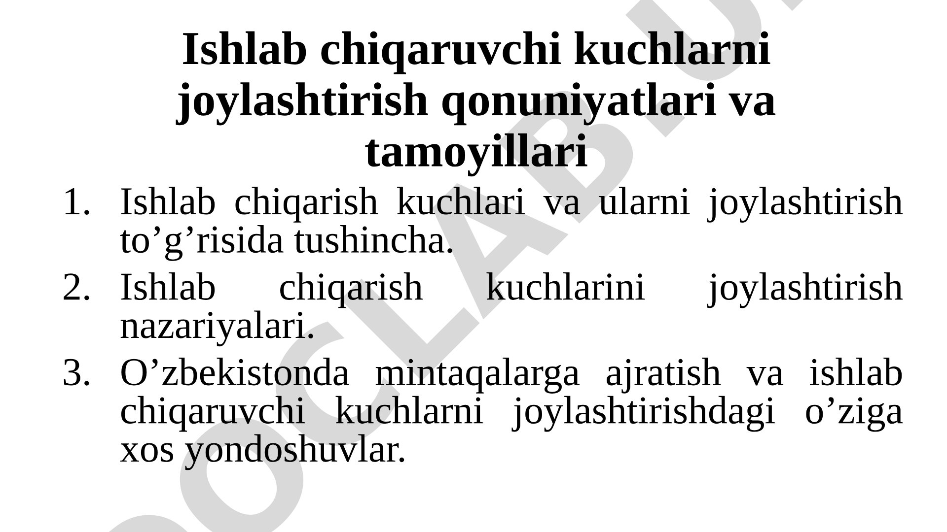 Ishlab chiqaruvchi kuchlar joylashtirish taqdimoti