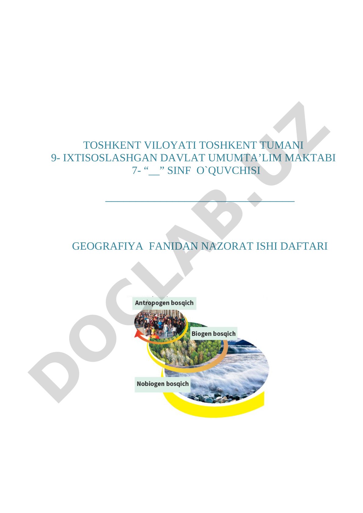 Geografiya fanidan nazorat ishi