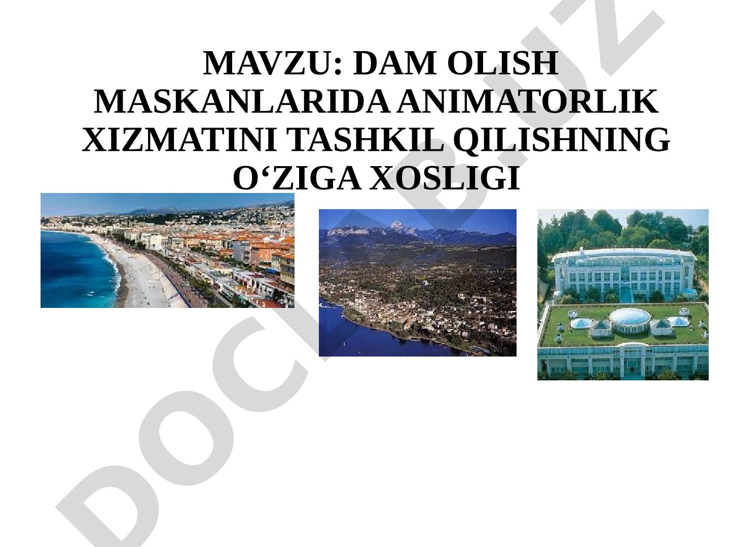 Animatorlik xizmati tashkiloti taqdimoti