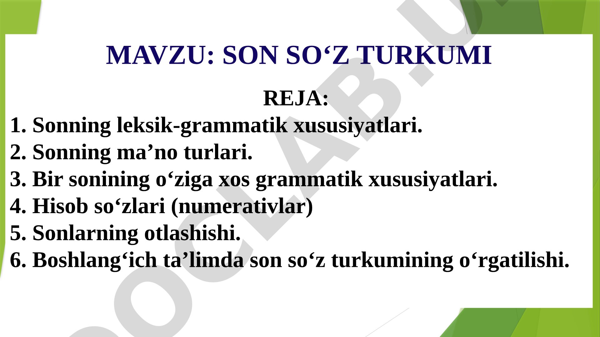 Son so‘z turkumi