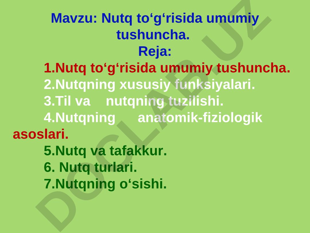 Nutq to‘g‘risida umumiy tushuncha