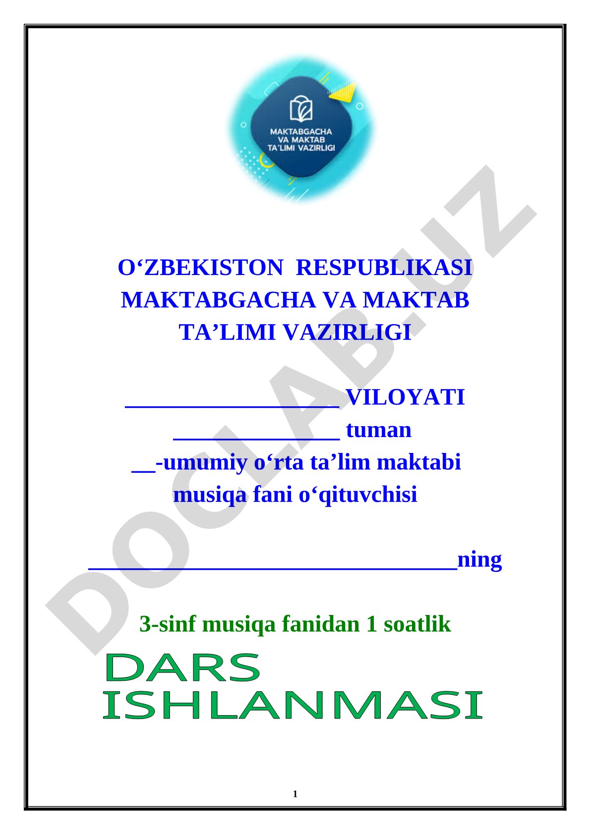 Musiqa fani dars ishlanmasi