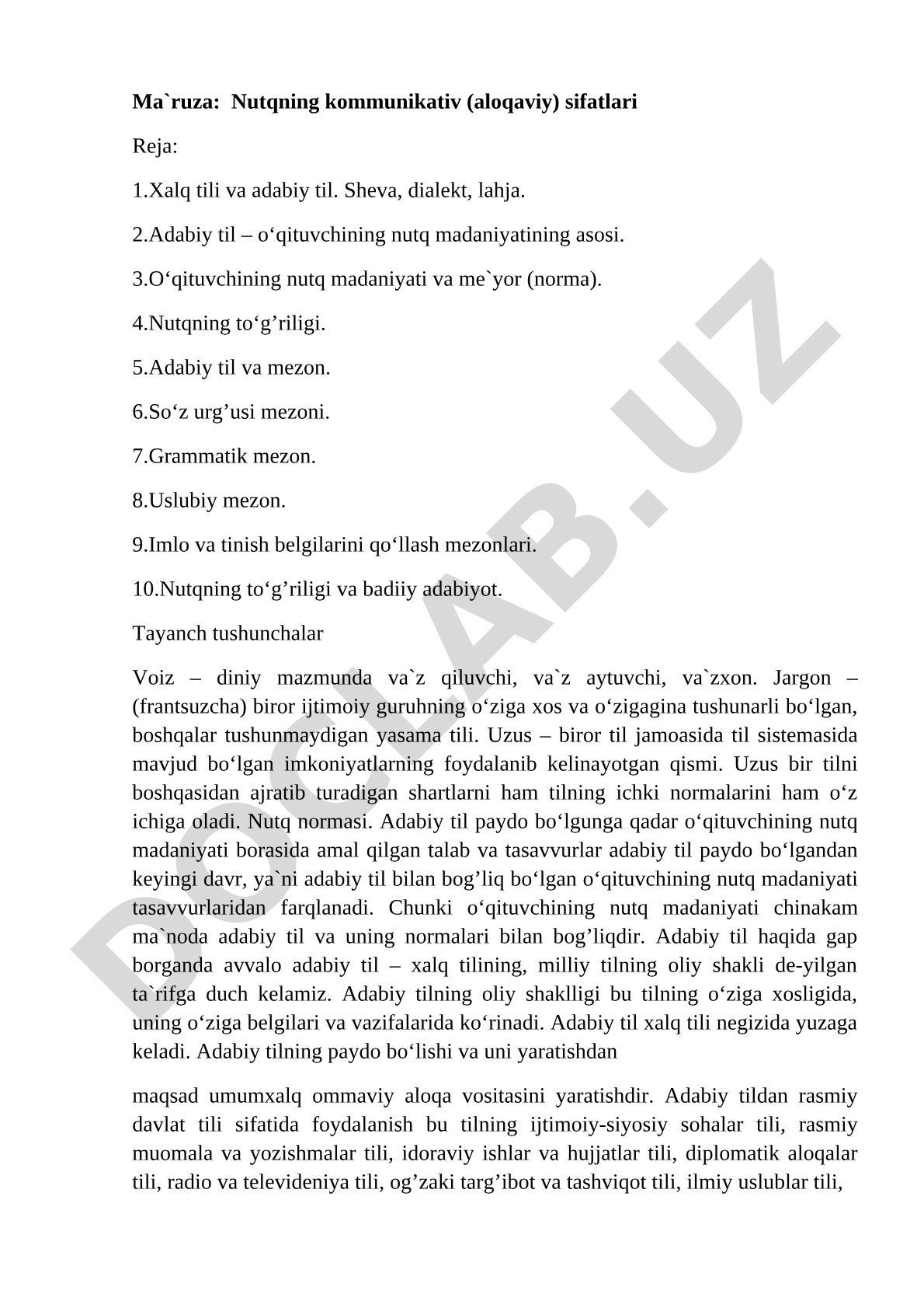Nutq madaniyati ma'ruza materiali