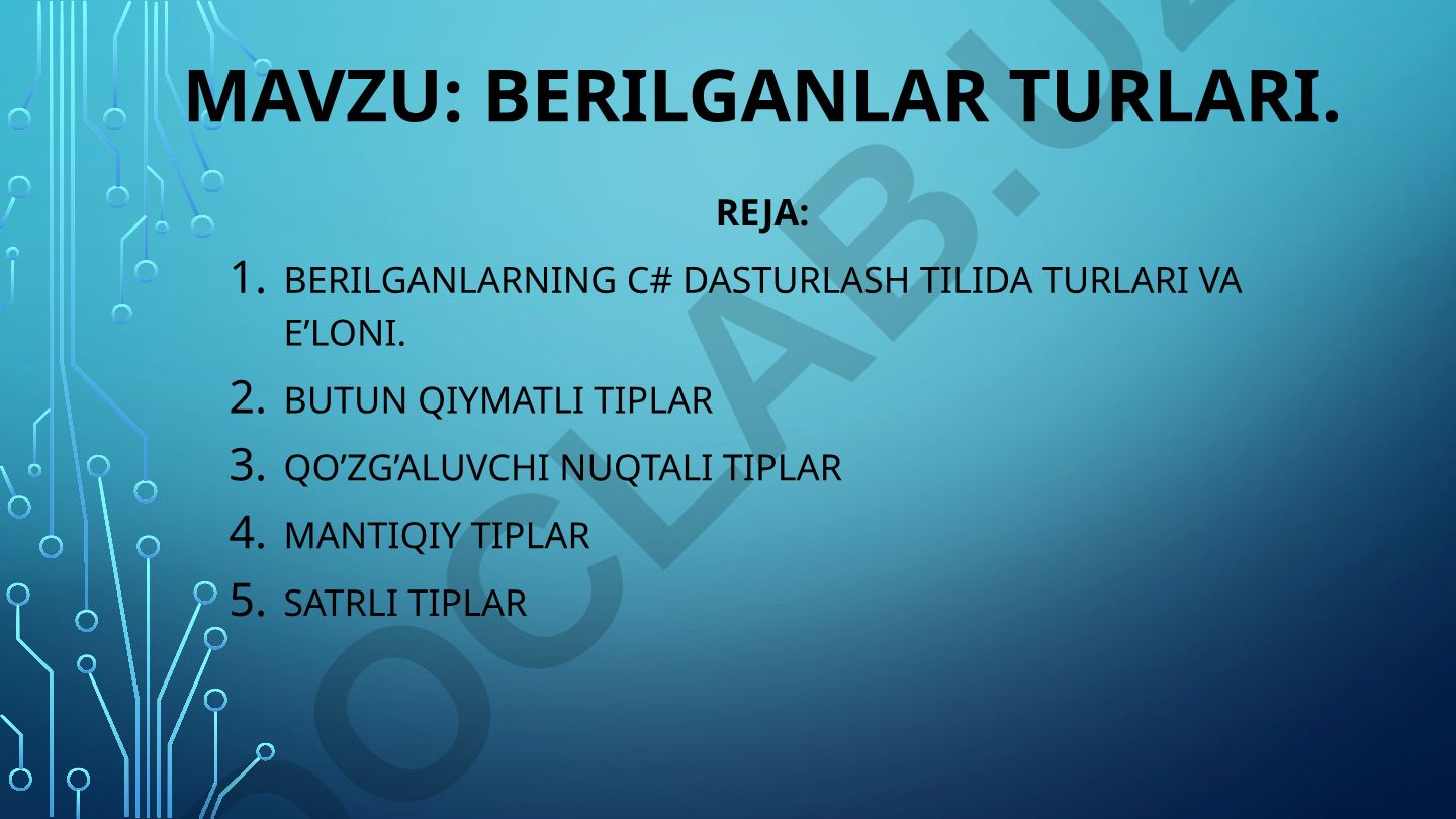 Berilganlar turlari