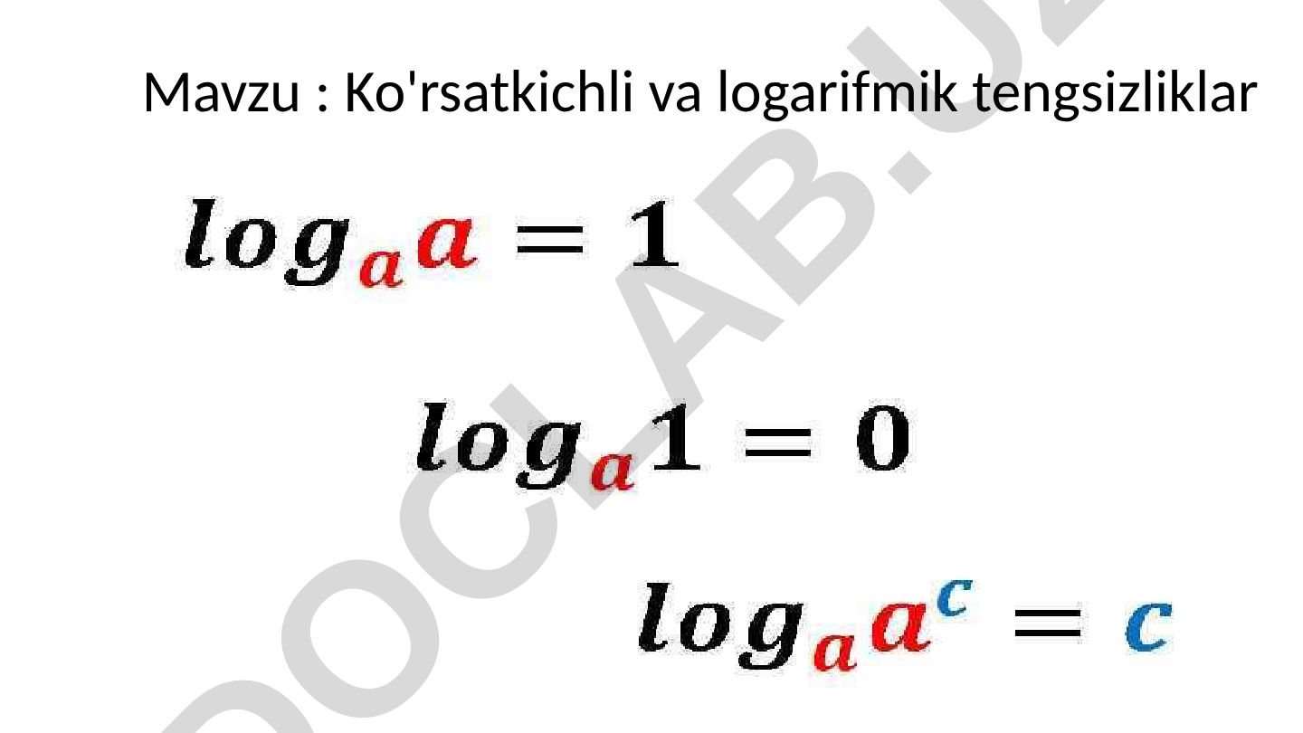 Ko'rsatkichli va logarifmik tengsizliklar