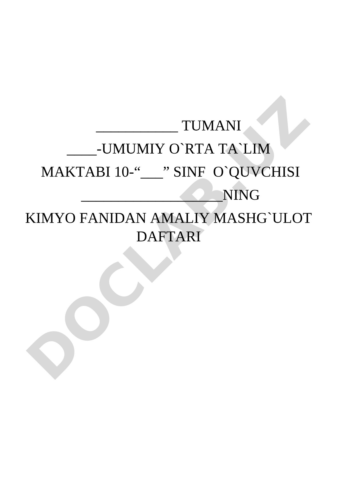 Kimyo fanidan laboratoriya ishi