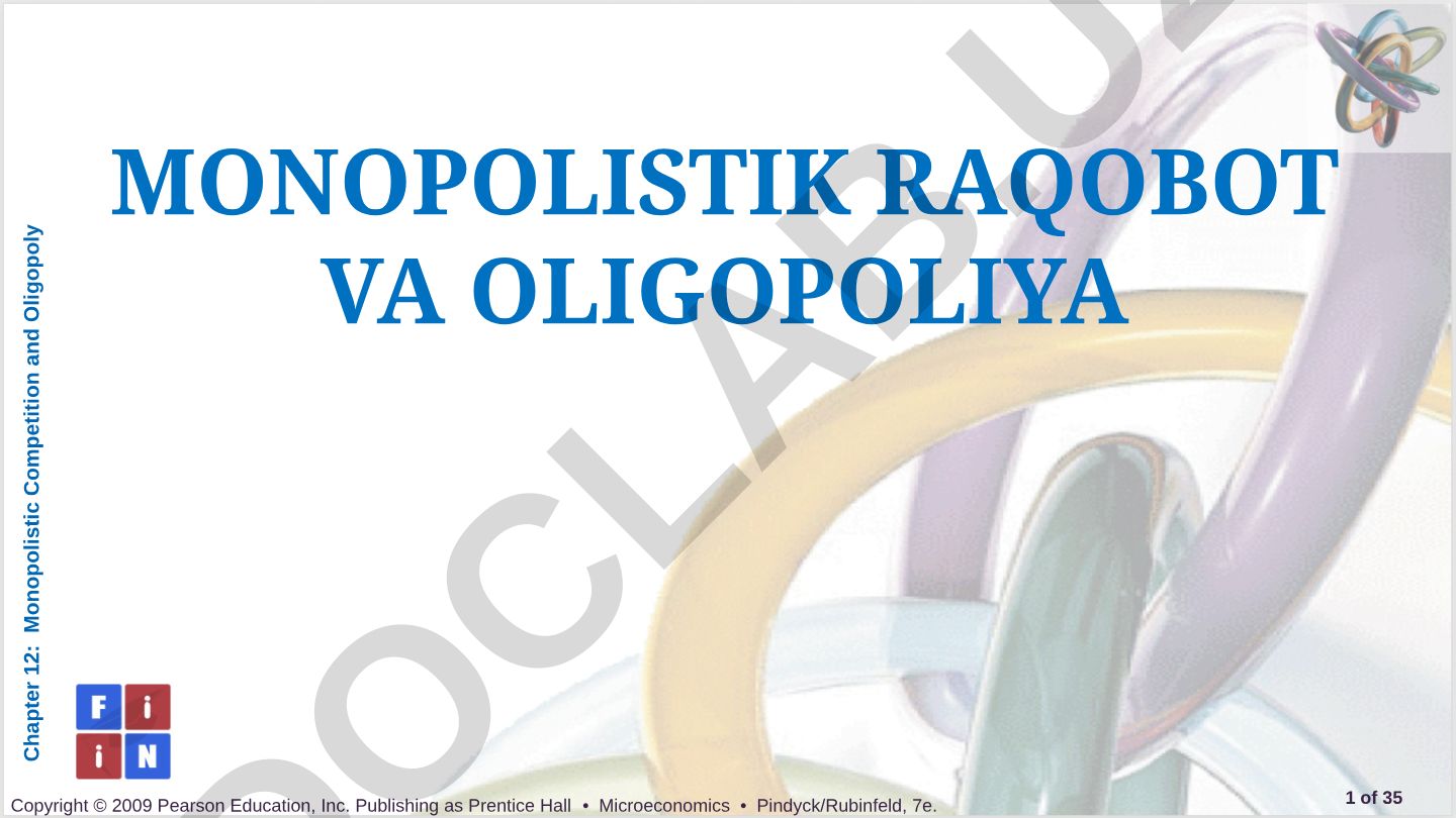 Monopolistik raqobat va Oligopoliya