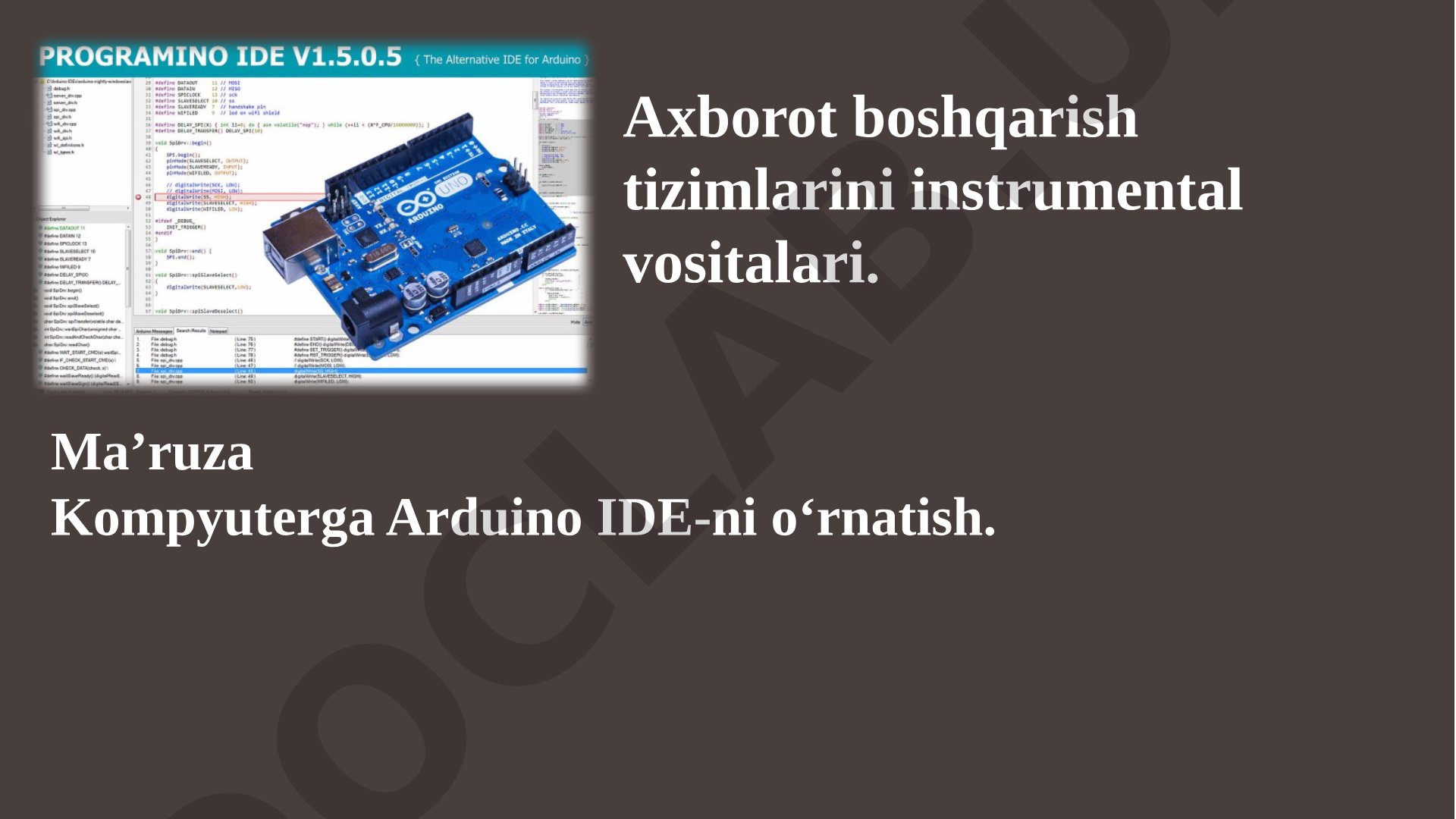 Arduino IDE o'rnatish taqdimoti