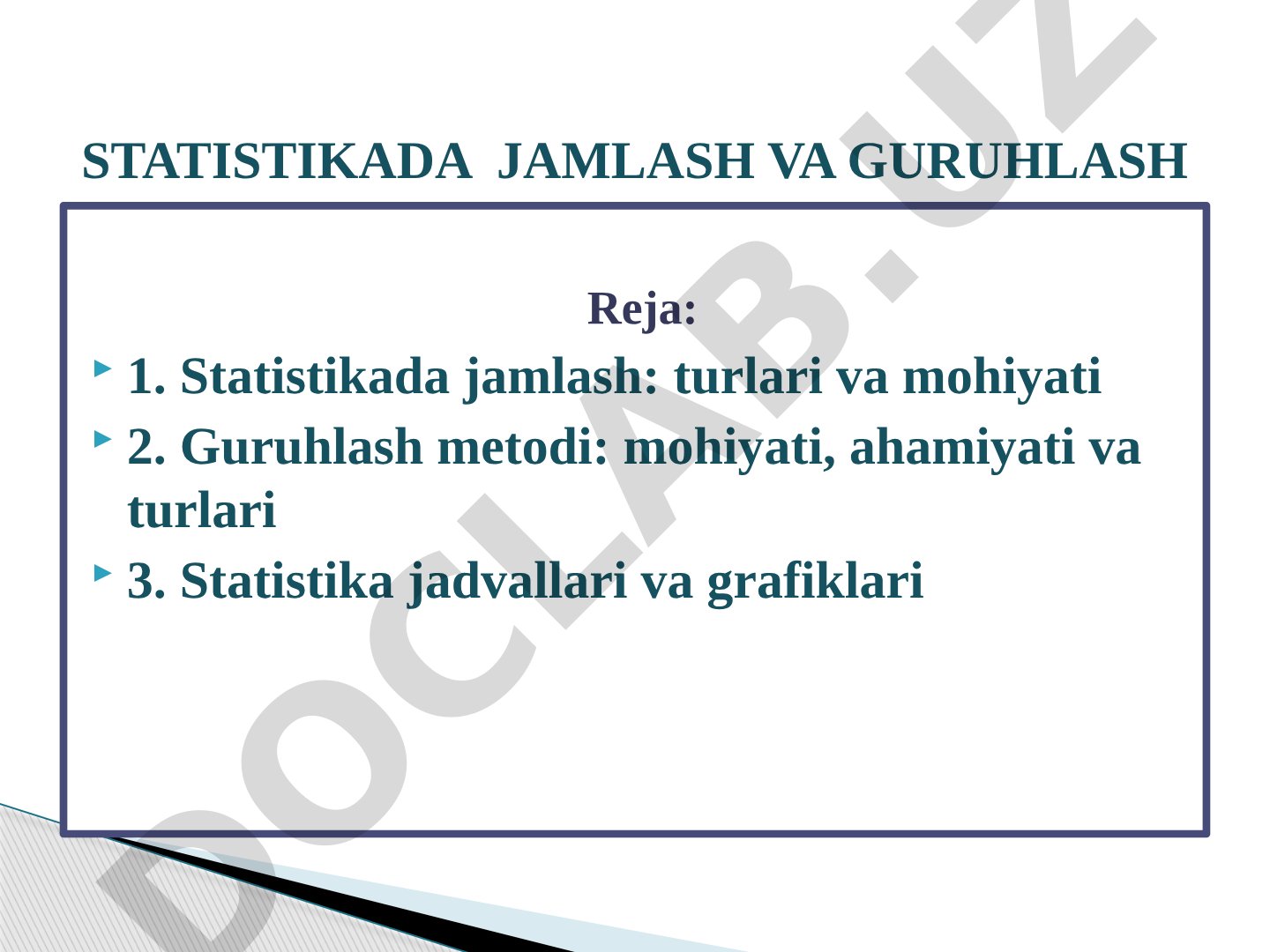 Statistika jamlash taqdimoti