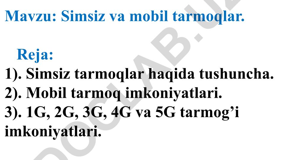 Simsiz va mobil tarmoqlar