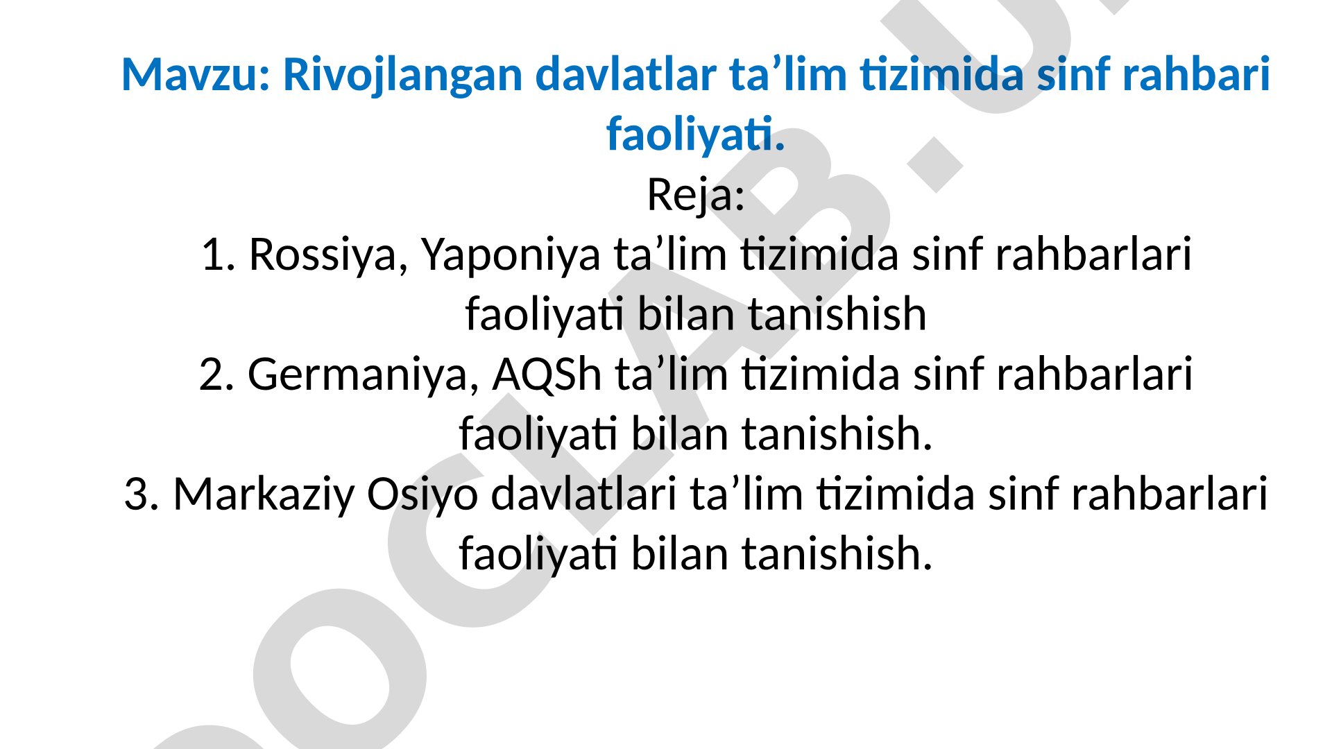 Sinf rahbarlari faoliyati taqdimoti