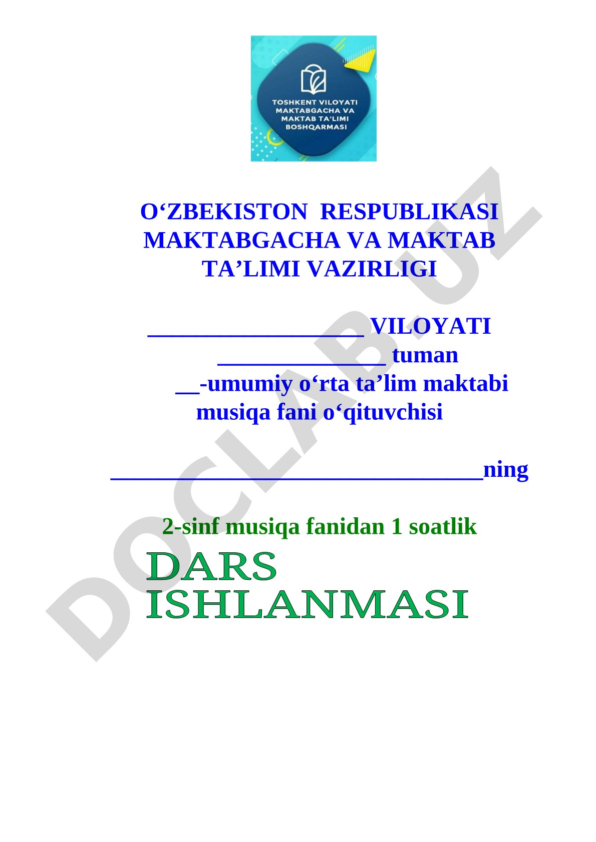 2-sinf musiqa dars ishlanmasi