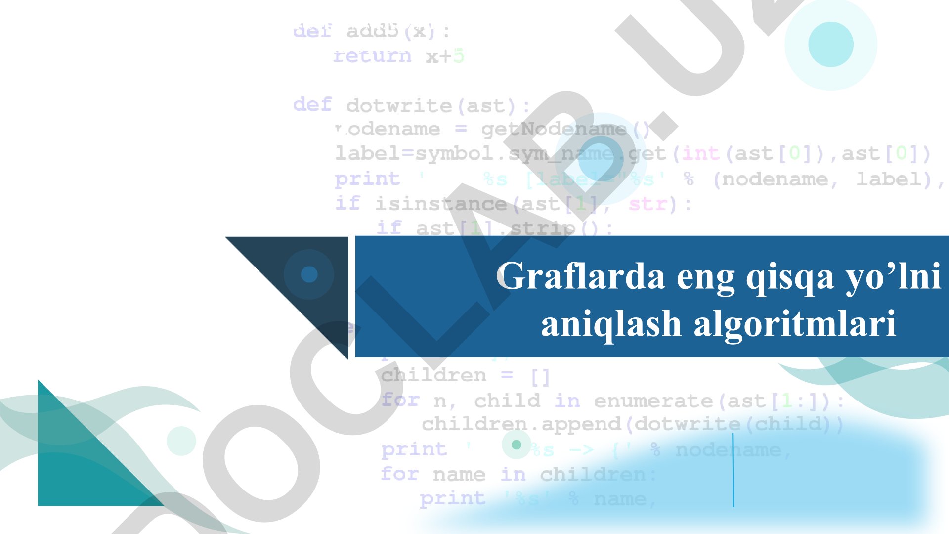 Graflarda eng qisqa yo'lni aniqlash algoritmlari