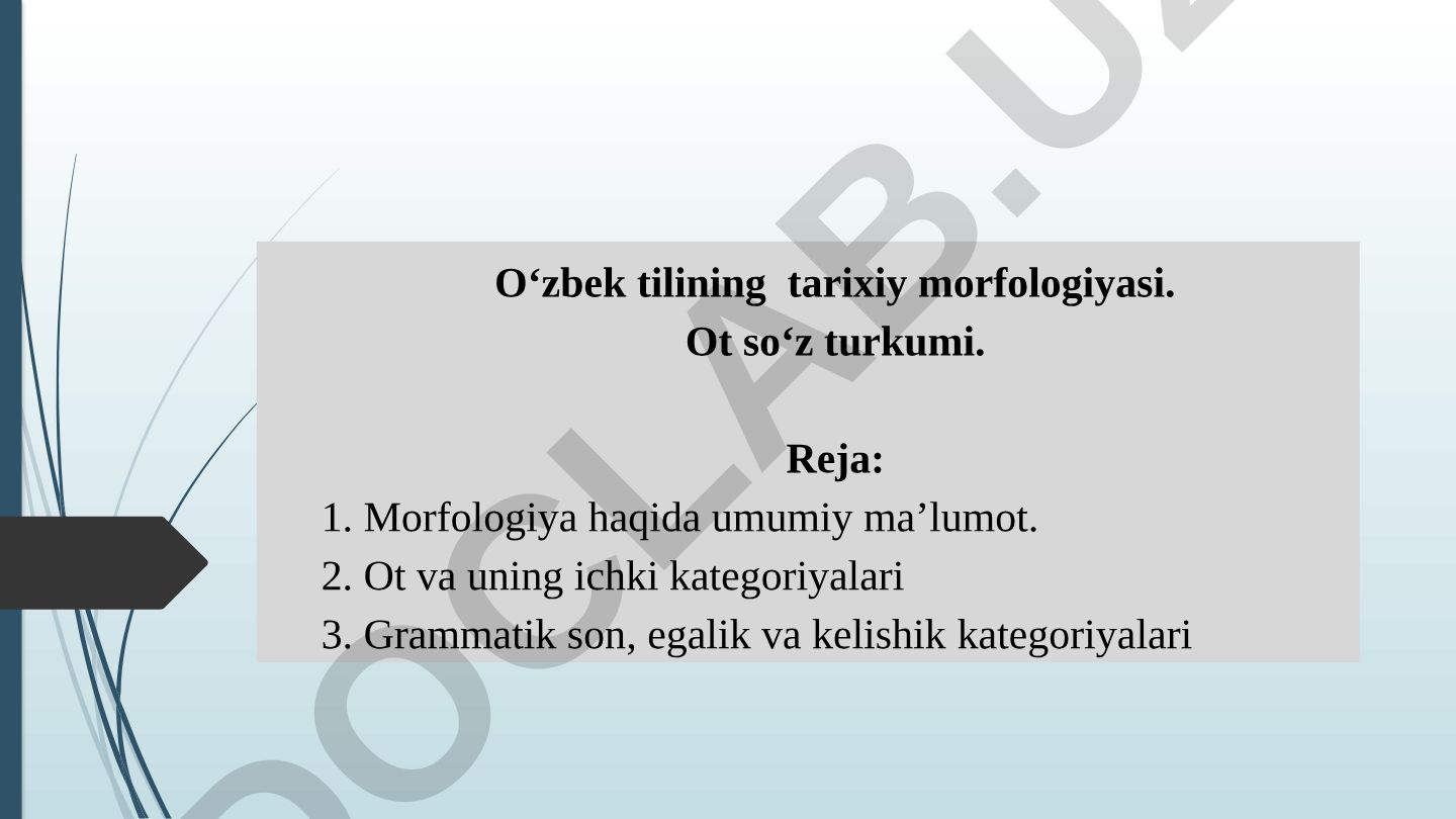Oʻzbek tilining tarixiy morfologiyasi va ot soʻz turkumi