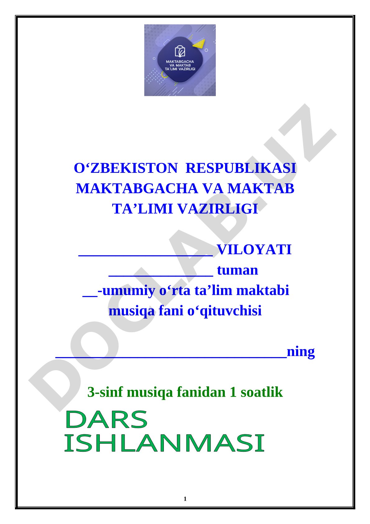 3-sinf musiqa fanidan dars ishlanmasi