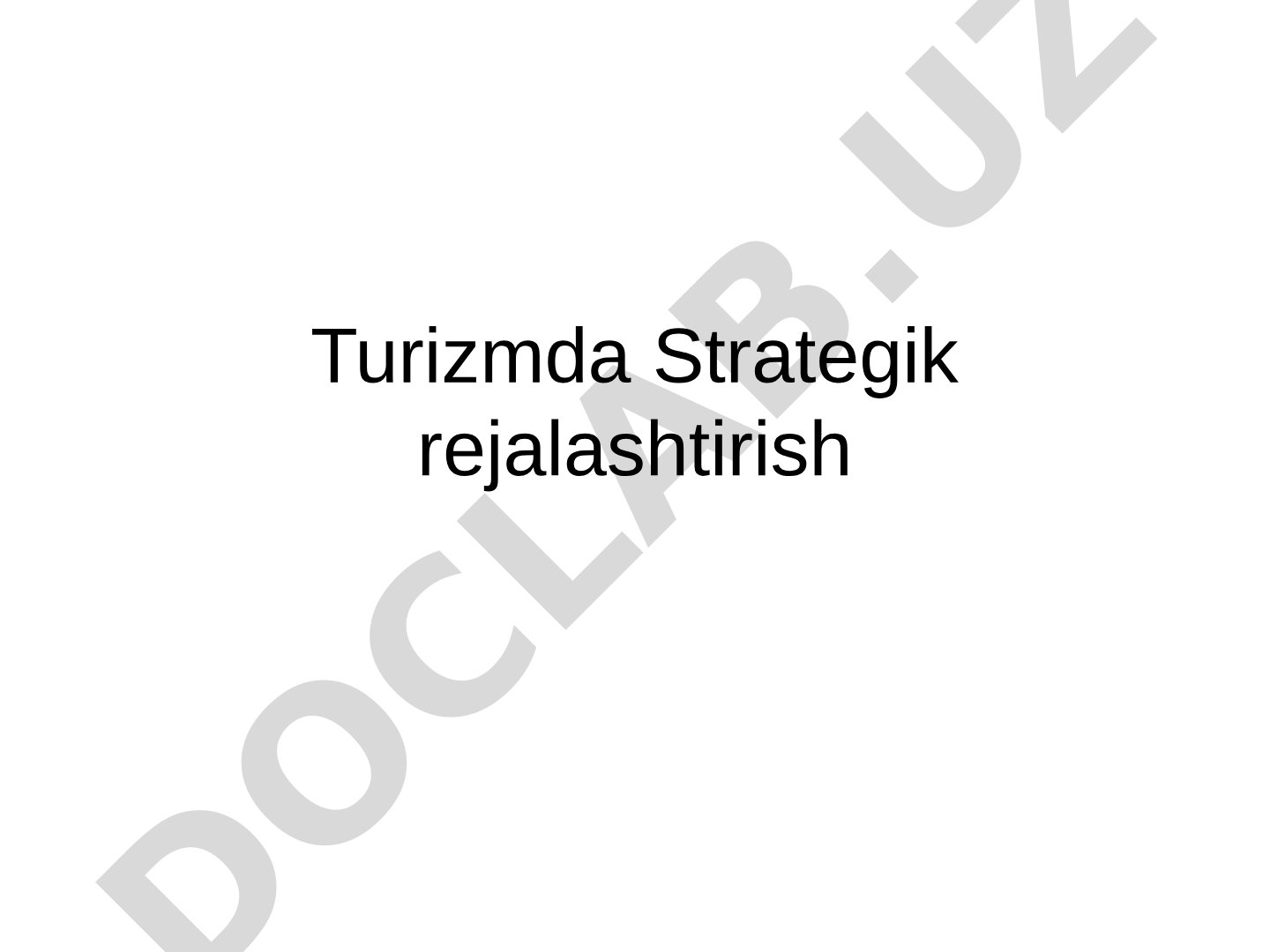 Turizm strategiyasi taqdimoti