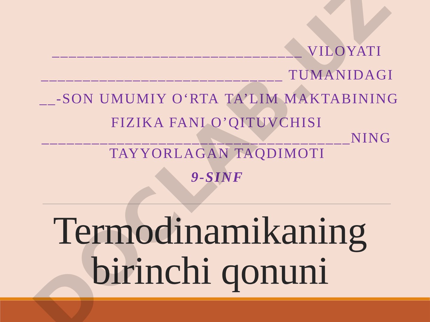 Termodinamikaning birinchi qonuni