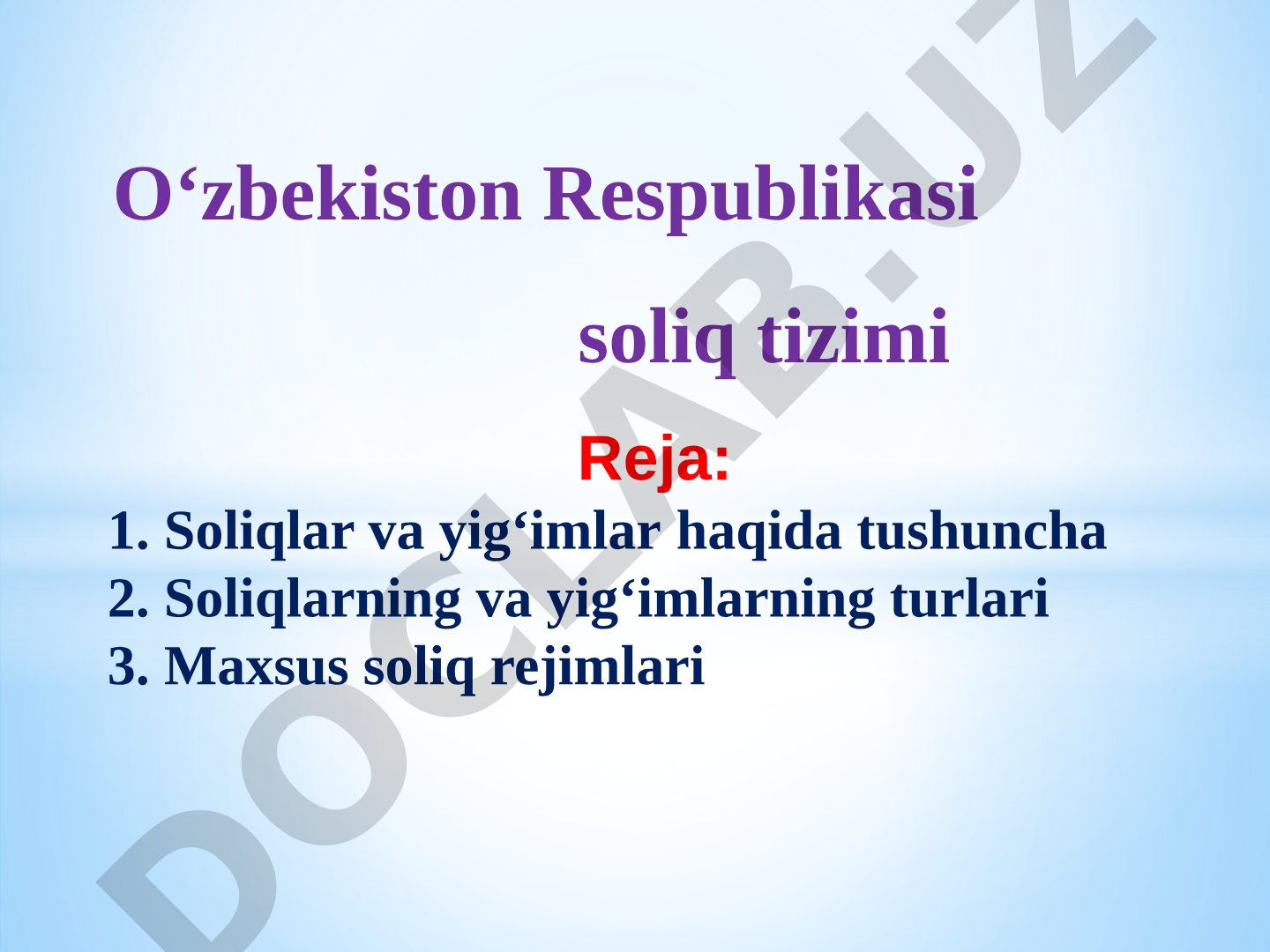 O'zbekiston soliq tizimi taqdimoti