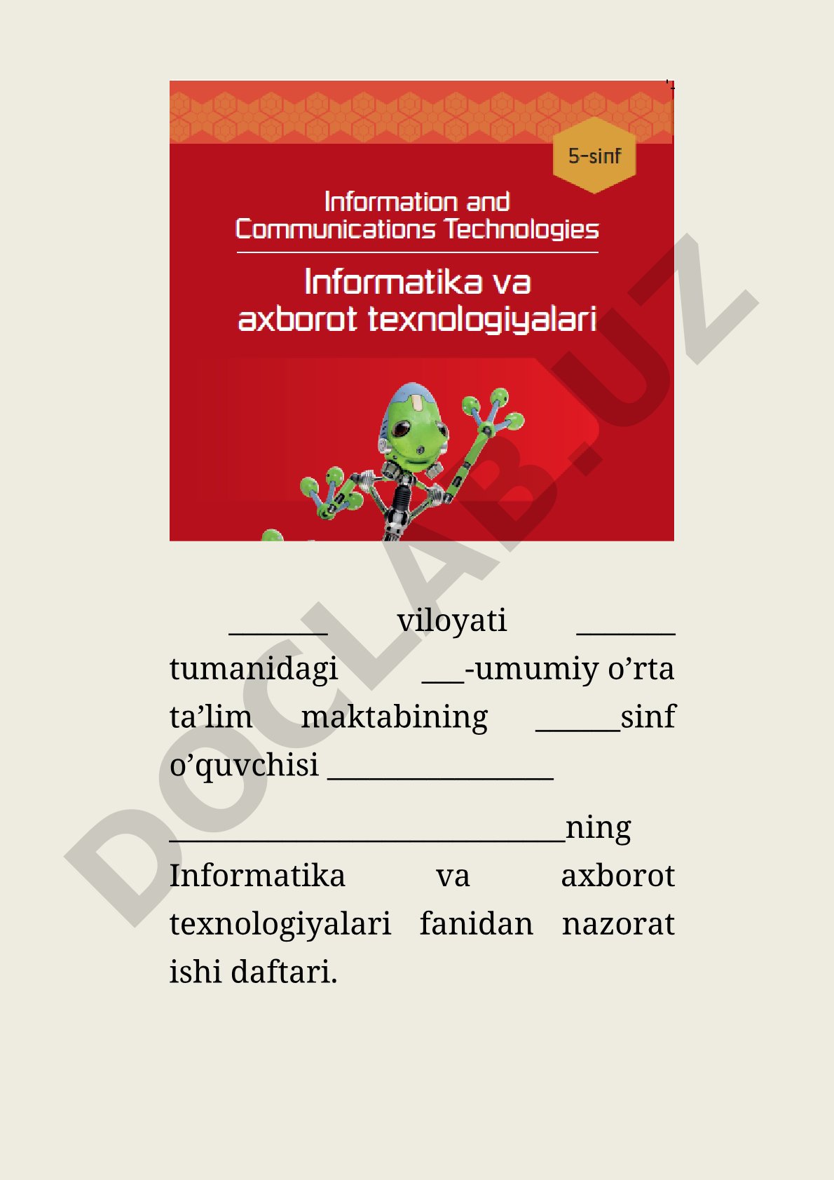 Informatika nazorat ishi daftari