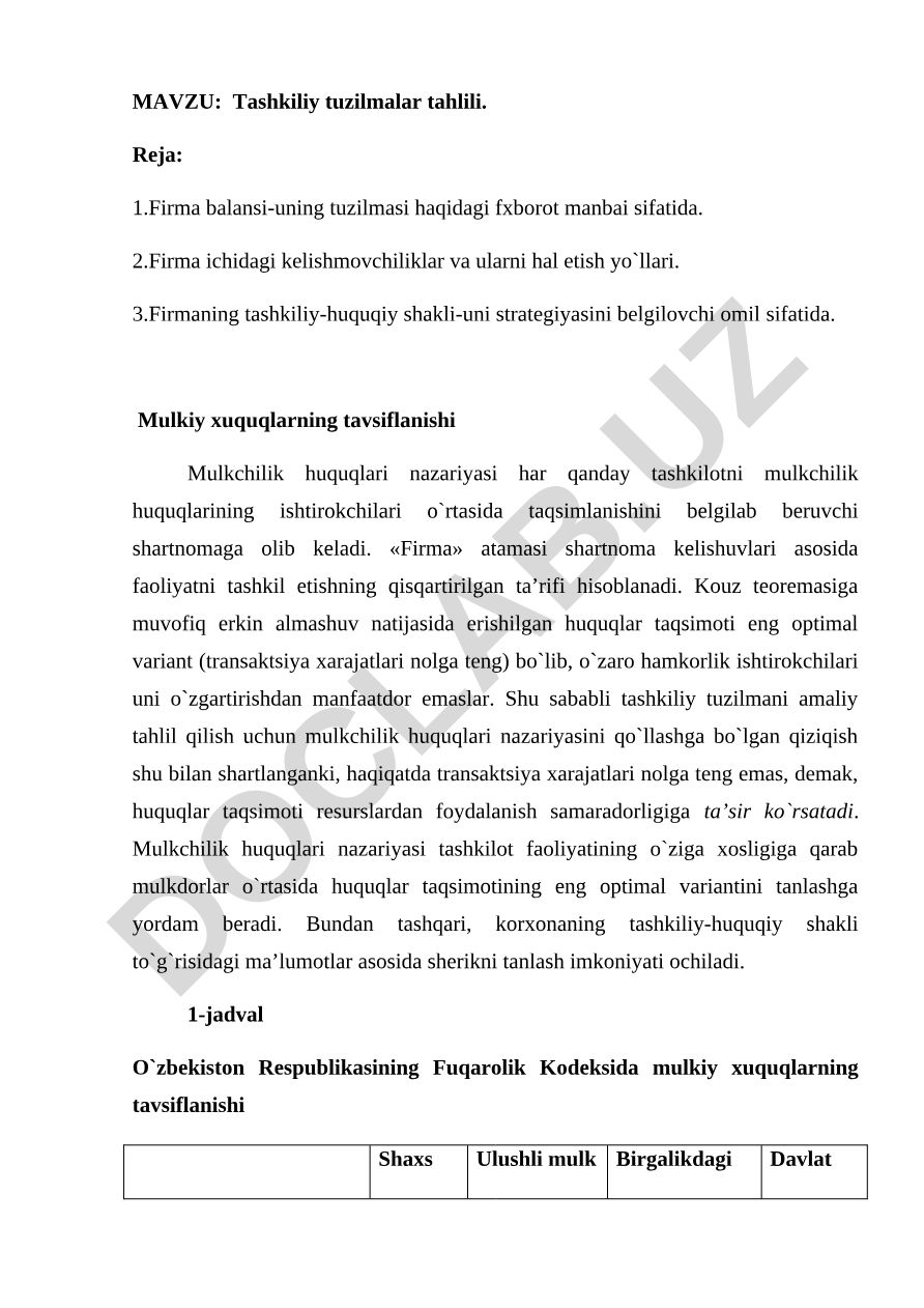 Tashkiliy tuzilmalar tahlili