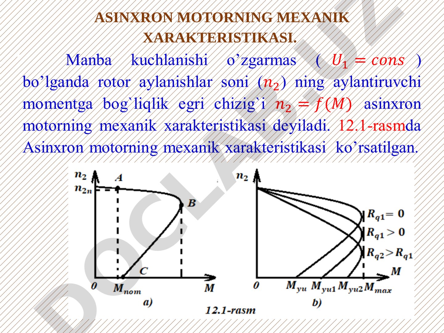 Asinxron motorning mexanik xarakteristikasi