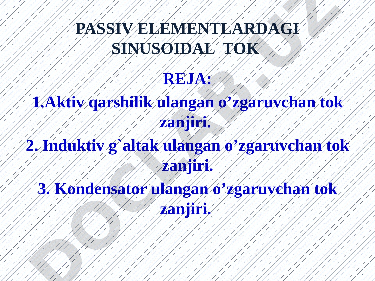 Passiv elementlardagi sinusoidal tok