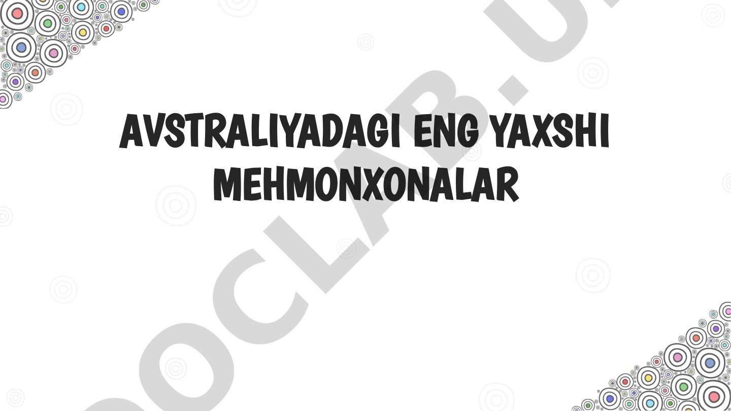 Avstraliya mehmonxonalari taqdimoti