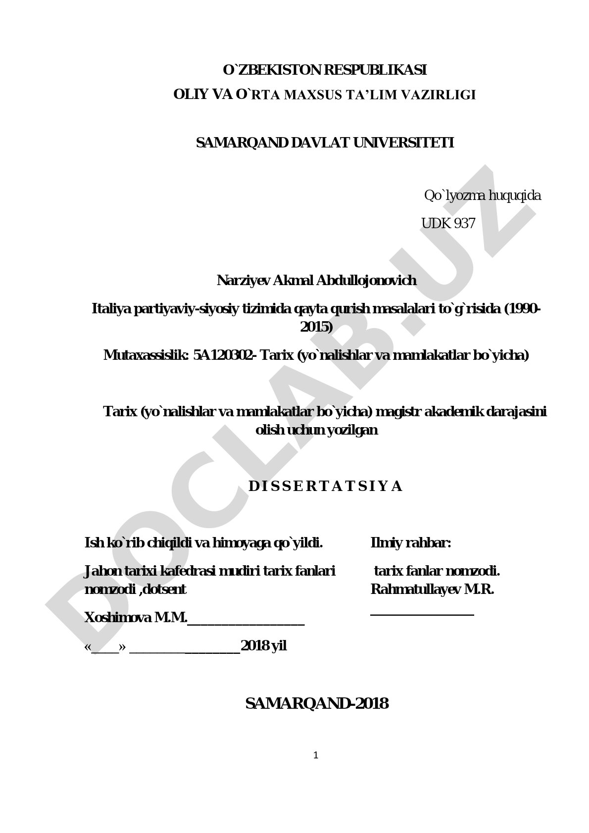 Italiya partiyaviy-siyosiy tizimida qayta qurish masalalari (1990-2015)