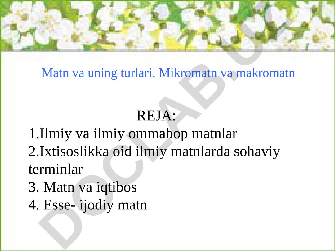 Matn va uning turlari