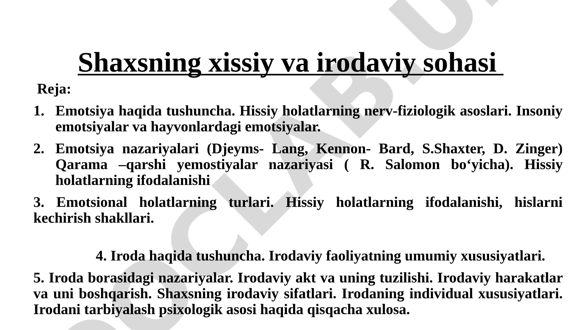 Emotsiya va iroda taqdimoti