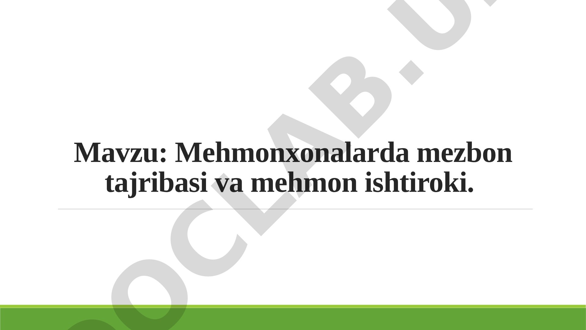 Mehmonxona CRM tizimi taqdimoti
