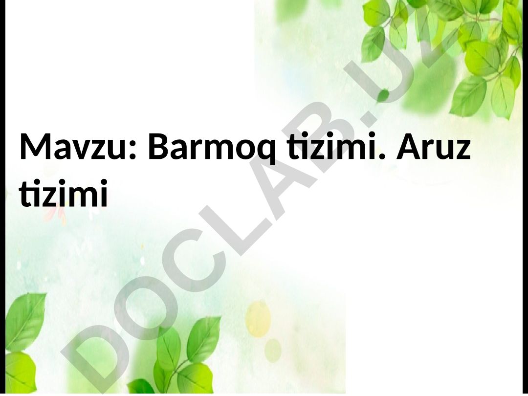 Barmoq tizimi. Aruz tizimi