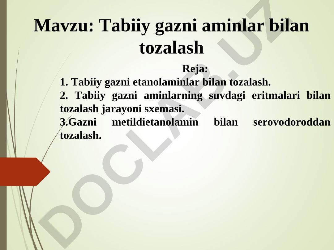Tabiiy gazni aminlar bilan tozalash