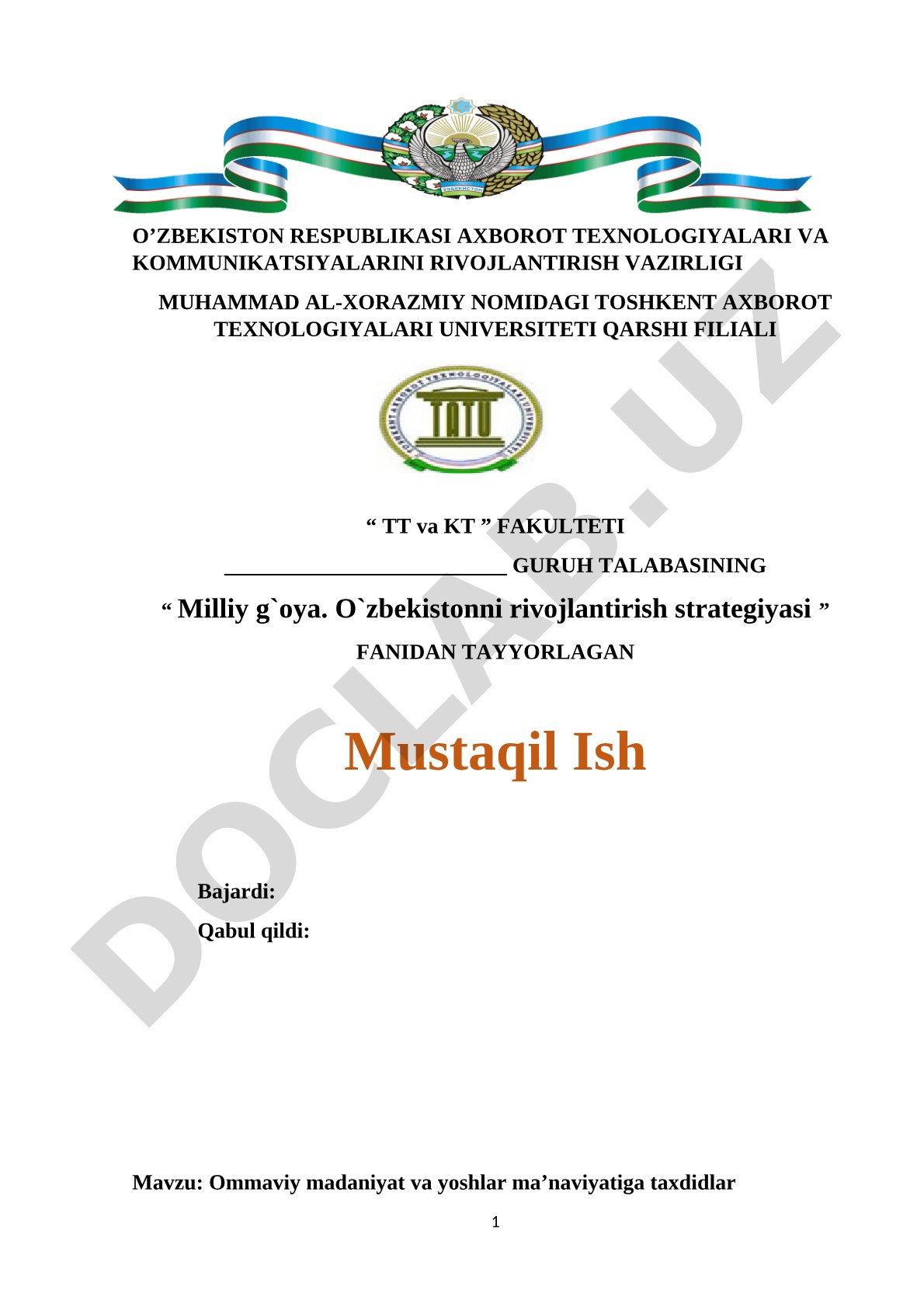 Mustaqil ish hujjati