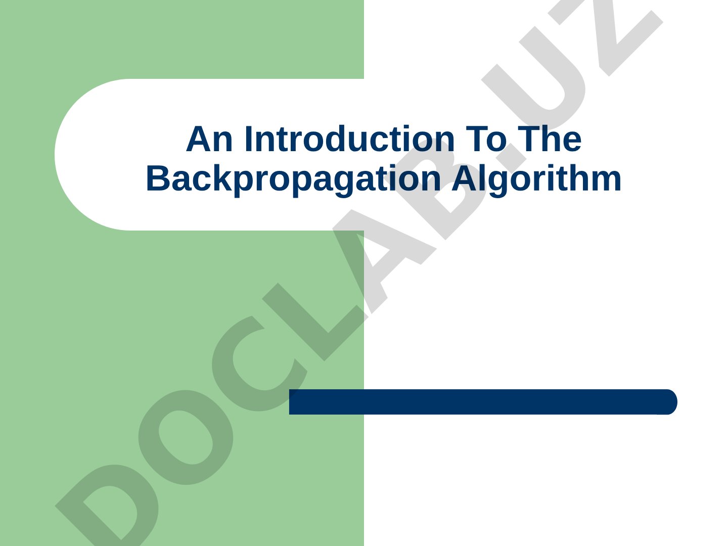 Backpropagation algoritmi taqdimoti