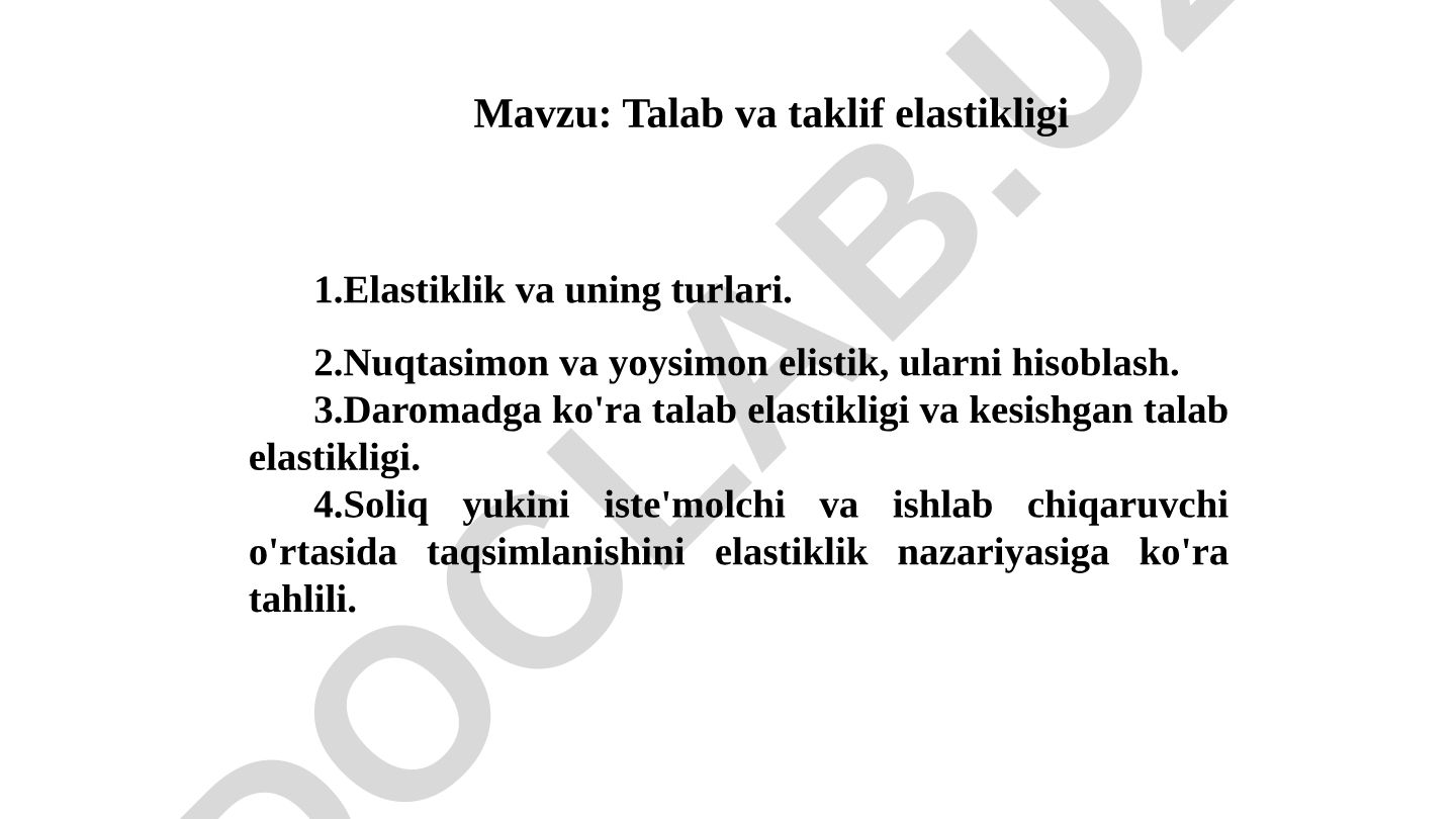 Talab va taklif elastikligi