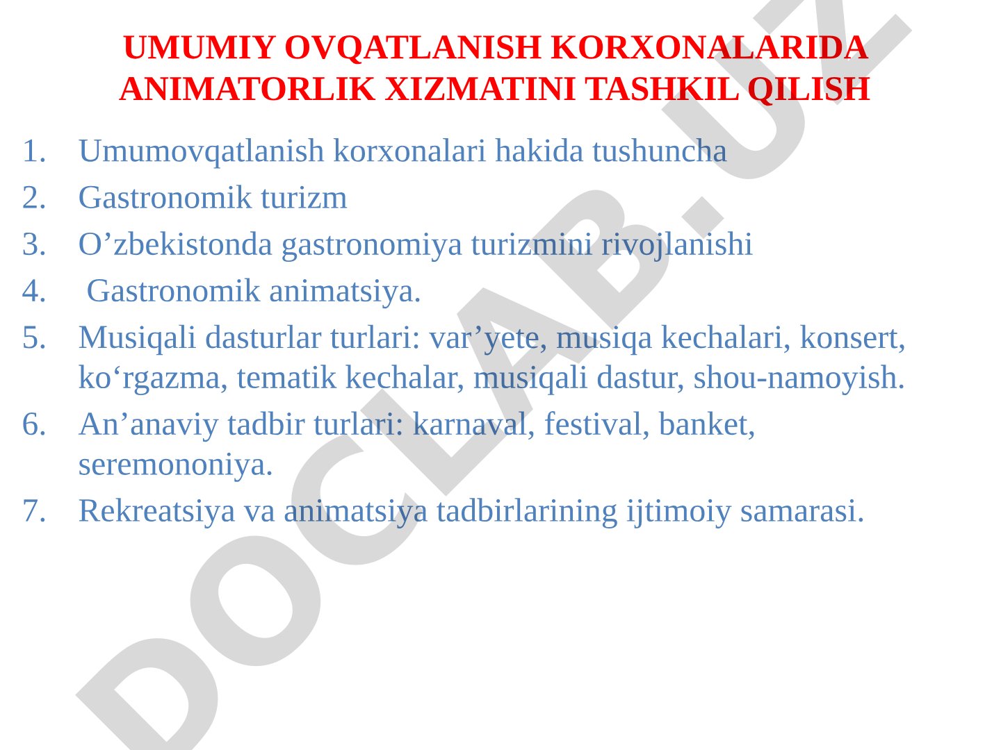 Gastronomik animatsiya taqdimoti