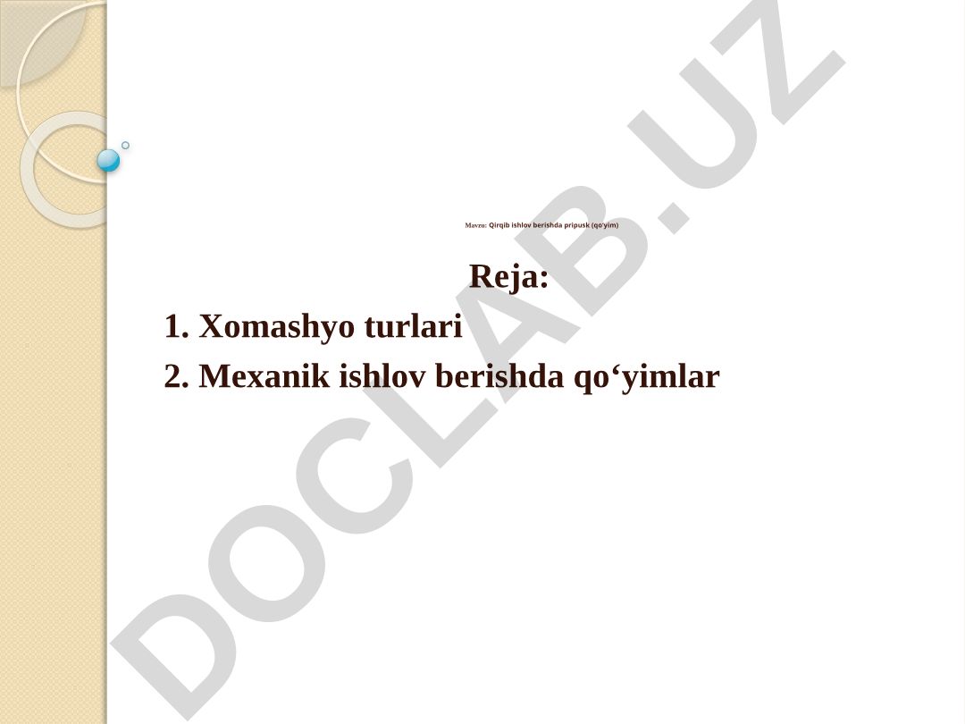 Qirqib ishlov berishda pripusk (qo‘yim)